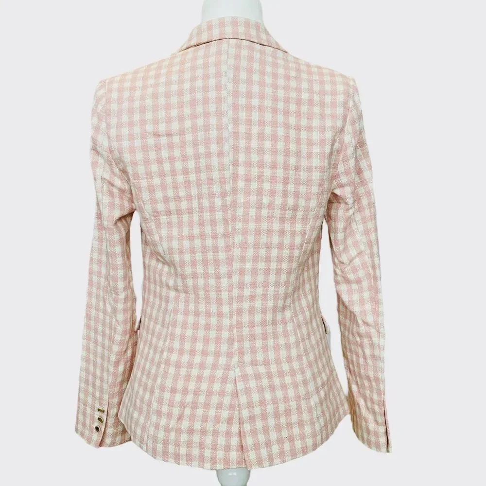 BLANK NYC Quick Thrills Plaid Pink White Blazer Jacket, Small, NWT